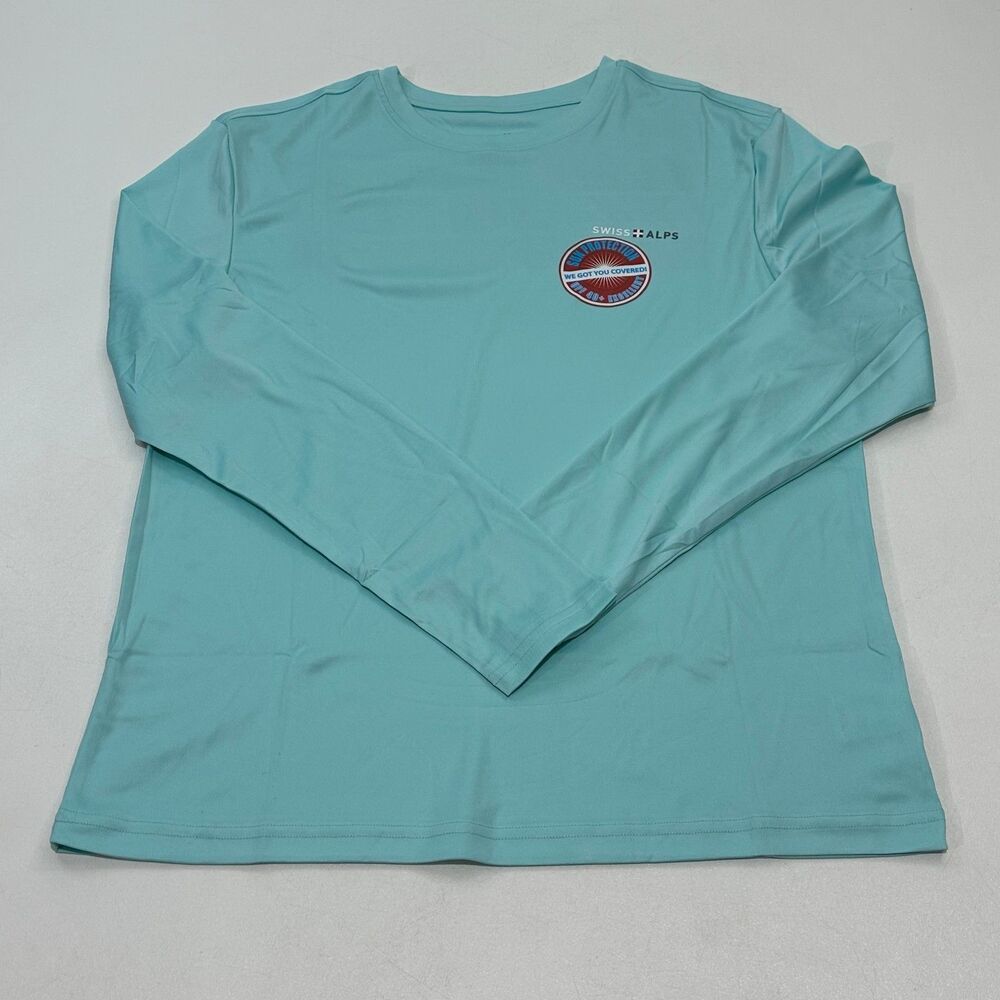 Swiss Alps Men's Aqua Long Sleeve Shirt, Size M